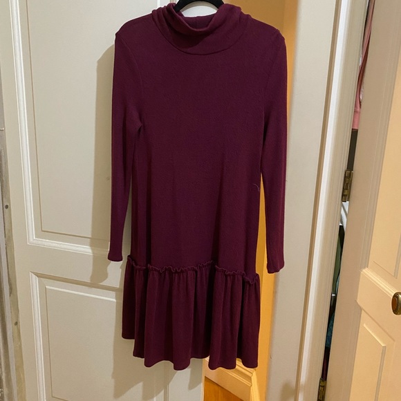 Halogen Mock Neck Ruffle Hem Dress - Picture 2 of 4